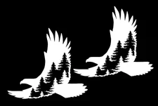 Eagle Flying Forest Vinyl Decal Car Truck Window Tablet Notebook Tumblers Mugs