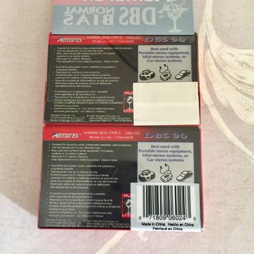 2 pk Memorex DBS 90 Blank Audio Cassette Tapes NEW sealed - Picture 2 of 2