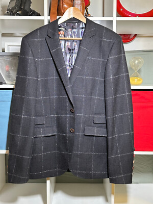 Hans Ubbink Classic Checked Wool Blazer Jacket Size L / UK44 / EU54 / IT54