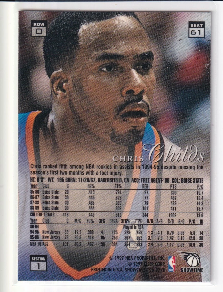 1996-97 Flair Showcase Row 0 #61 Chris Childs | eBay