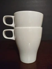 2 Ikea Forgik White Ceramic Mugs Tea Cups - Stoneware Stackable