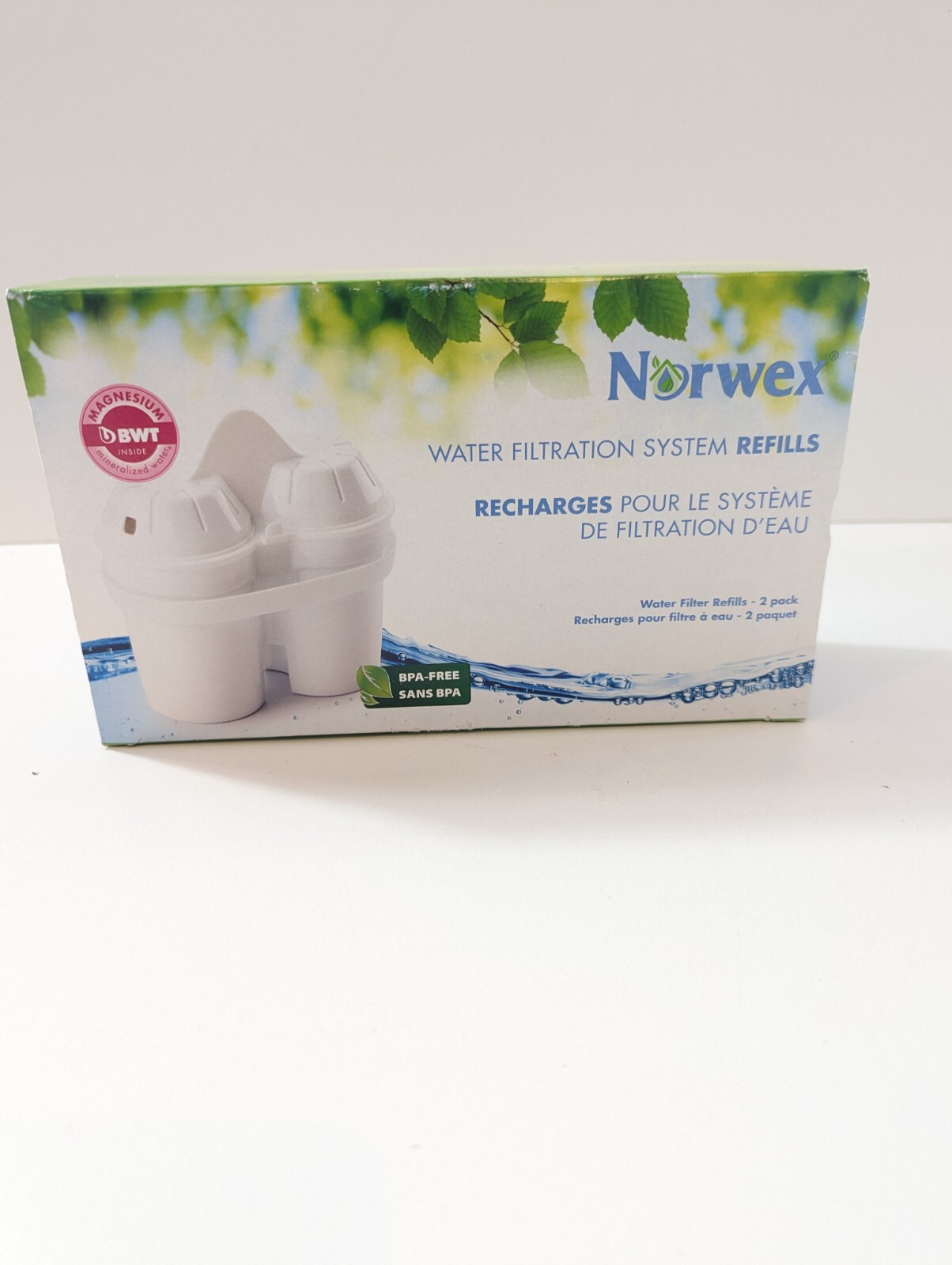 NORWEX Water Filtration System Refills 2 Pack Water Filter Refills BPA