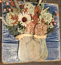 Handmade Floral/Nautical Wall Plaque on Distressed Barn Wood