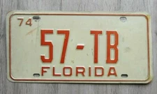 1974 Florida License Plate 57 - TB Tag