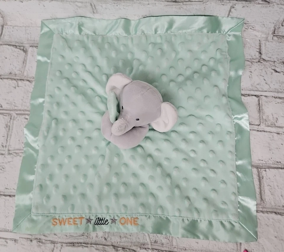 Child of Mine SWEET LITTLE ONE Verde Minky Gris Elefante Lovey Sonajero  Foto 4 de 4