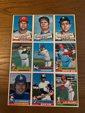 1976 Topps Baseball Card Uncut Sheet w/traded Darrel Chaney Atlanta Braves