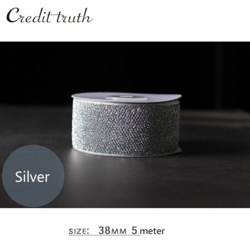 5M Glitter Sequin Velvet Ribbon Trim Webbing Bouquet Gift Decor Bowknot Craft - Picture 13 of 23