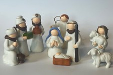 Christmas Nativity Set In Orig. Box 9 Pieces Resin Sweet Style