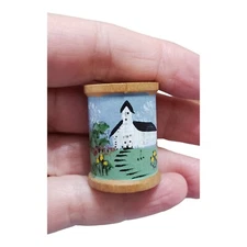 Hand Painted Belding Corticelli Vintage Wooden Thread Spool Richardson B&A