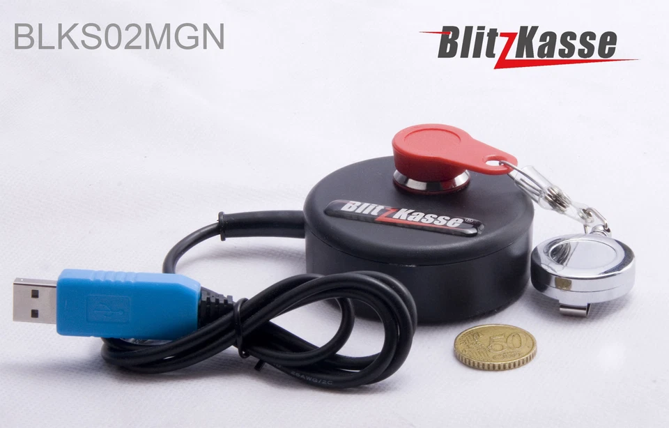 BLITZKASSE Blitz!Kasse DALLAS MAGNET Kellnerschloss Kellneranmeldung USB + 2 Schlüssel