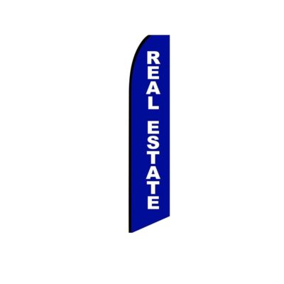 Real Estate Blue Swooper Flutter Feather Flag | 3ft W x 11.5ft Tall