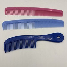 Vintage Unbreakable Plastic Combs Lot Of 3 Blue Pink