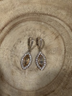 Beautiful Wedding Earrings Pink Stone Set In 14k Gold Plated