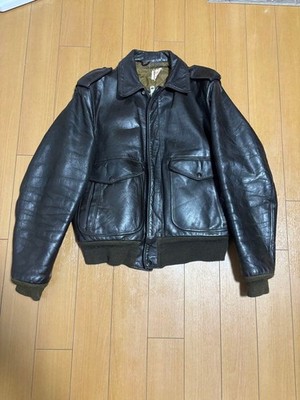 Schott A-2 Flight Jacket Blouson Men Size 40 Black 70s Vintage Genuine