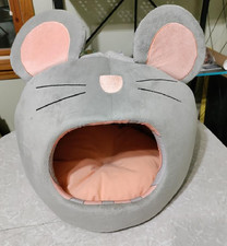 Cat bed Mouse head dome super soft washable microfiber with removable pillow