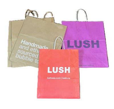 5 Empty LUSH Retro Paper Shop Bags Bundle, Size L