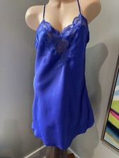 Vintage Adonna Royal Purple Babydoll Lace Slip Nightgown Lingerie V-Neck