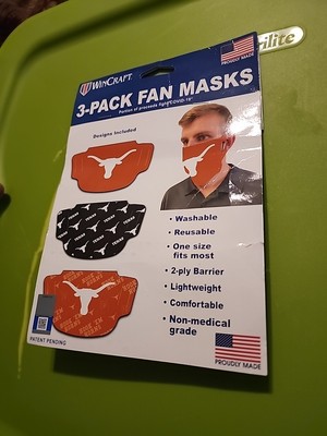 NCAA Texas Longhorns Wincraft Branded Adult Face Masks 3 Packs [New] #67