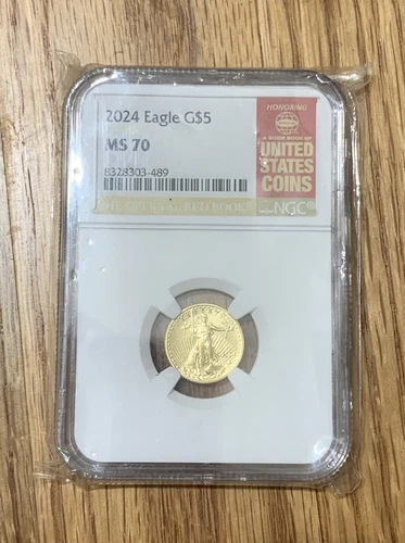 2024 $5 Gold American Eagle – NGC Red Book Label MS70 – 1/10 oz Fine Gold