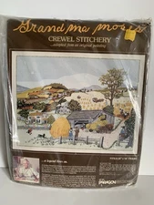 Grandma Moses Crewel Stitchery Harvest Time paragon needlecraft kit number 0201