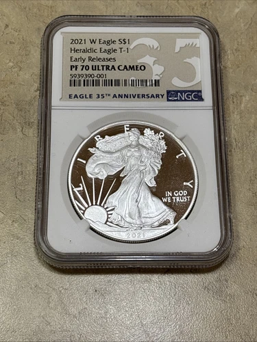 2021 W  Eagle S$1 • Heraldic Eagel T-1 • Early Releases • NGC PF70 Ultra Cameo