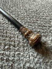 Victorian Walking Cane With Round Brass Copper Finish Handle Wooden 34.5  1800  s