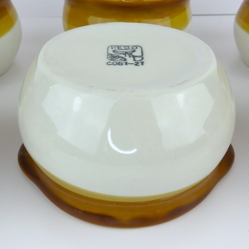 Vintage Rego Brown Drip Glaze Crock Bowls w/ Handles C06727 Cottagecore Set of 6 - Picture 9 of 10