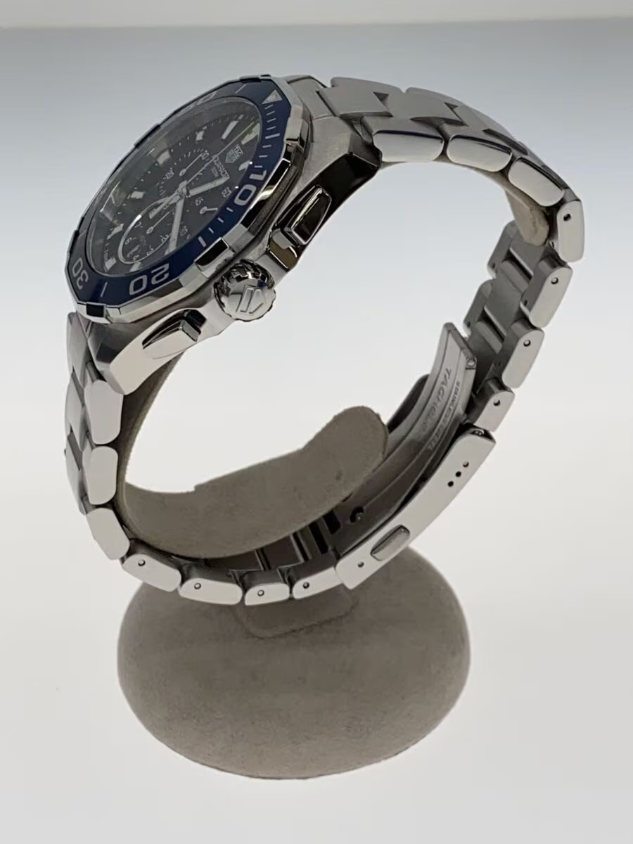 TAGHeuer Aquaracer Chronograph QZ SS Aluminum 43mm Analog Stainless BLU SLV image 2