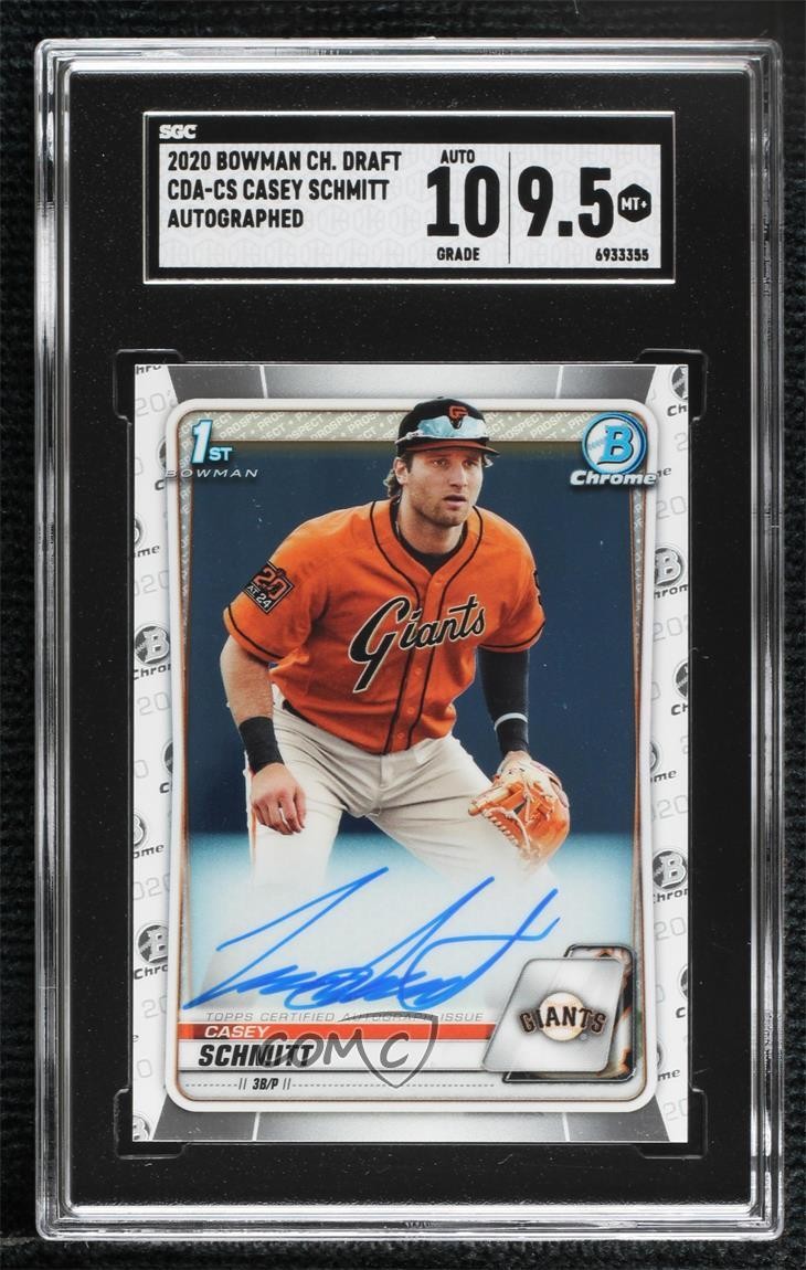 2020 Bowman Draft Chrome Picks Casey Schmitt #CDA-CS SGC 9.5 Mint+ Auto 1j7t