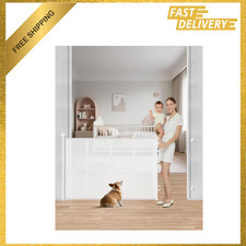 Retractable Mesh Baby Gate 55 Inch Wide Reinforced Fiberglass Mesh Kids Pet