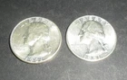 Two 1961  Washington Quarters. 90% Silver.