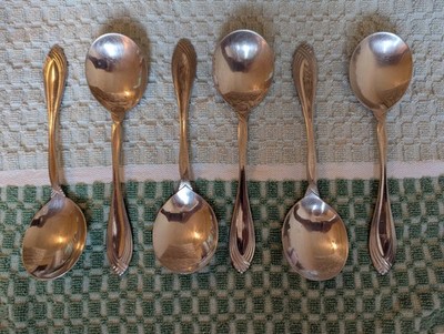 Oneida Heiress stainless round cream soup spoons Pre-owned Very RARE
