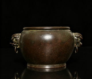 Old Chinese Copper Incense Burner w/lion Ming Xuande MK