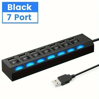 7 Port USB 2.0 / 3.0 Hub Splitter Adapter High Speed For PC Laptop Mac Desktop