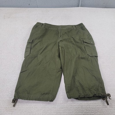 Cato Pants Womens 20W Green Capri Cropped Cargo Pockets Casual Cotton