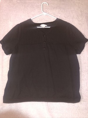 CJ banks Cardigan Shirt Women s 1X Black Short Sleeve Button Up