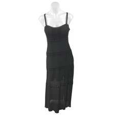 Nicole Miller Artelier Black Floral Lace Sleeveless Camisole Maxi Tank Dress 4