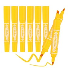 Broad  Fine Tip Markers, 8Pcs Oil-Based Markers Highlighter, Yellow