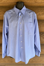 Van Heusen Mens Shirt Blue Button Front Long Sleeve Fitted Size XL 17.5 34/35