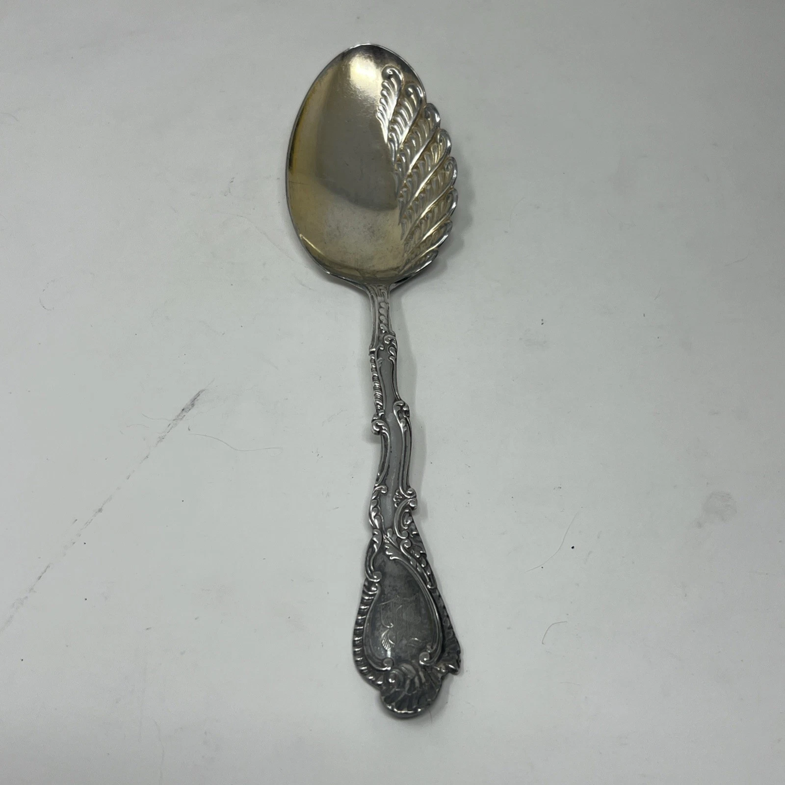 Vintage Gorham Serving Spoon With Design Pat 91 Silver Marked With Anchor