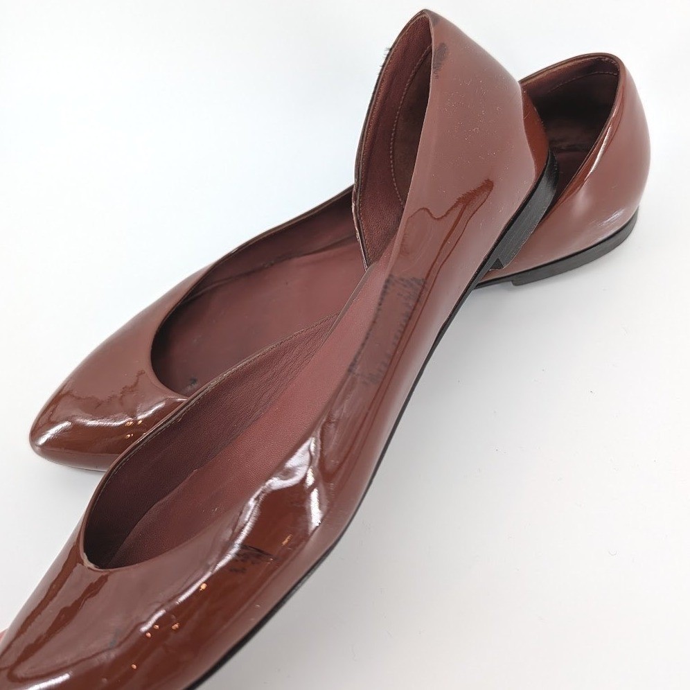 Bottega Veneta Patent Leather Pointed Toe D'Orsay Flats Made in Italy Size 38 thumbnail 3