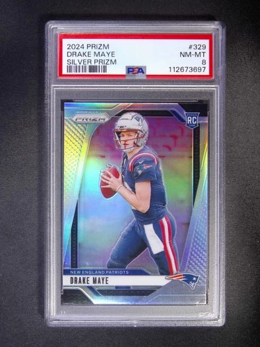 2024 Panini Prizm Drake Maye #329 RC Rookie Silver PSA 8
