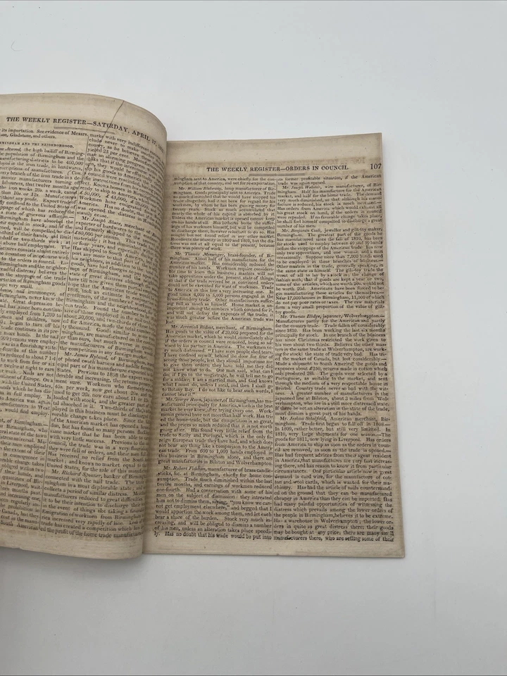 Niles’ Weekly Register April 17, 1813 / Napoleon And The Pope, Prospects Peace - Image 3 of 4