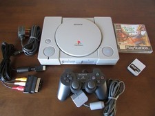 SONY PLAYSTATION 1 - CHIPPED - WITH GAMES AND ACCESSORIES VGC