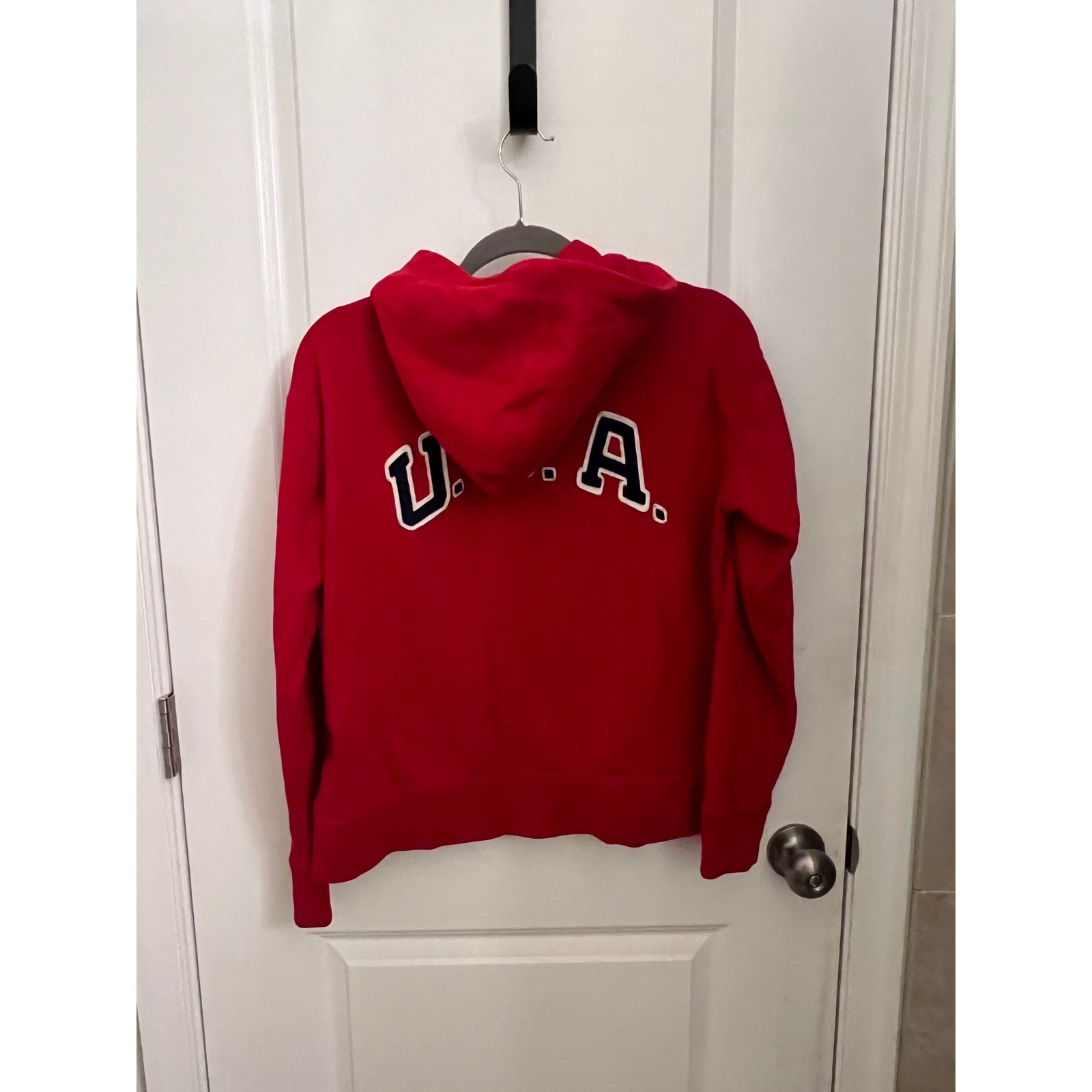 Polo Ralph Lauren giacca pile full zip con cappuccio rosso piccolo pony USA ricamo