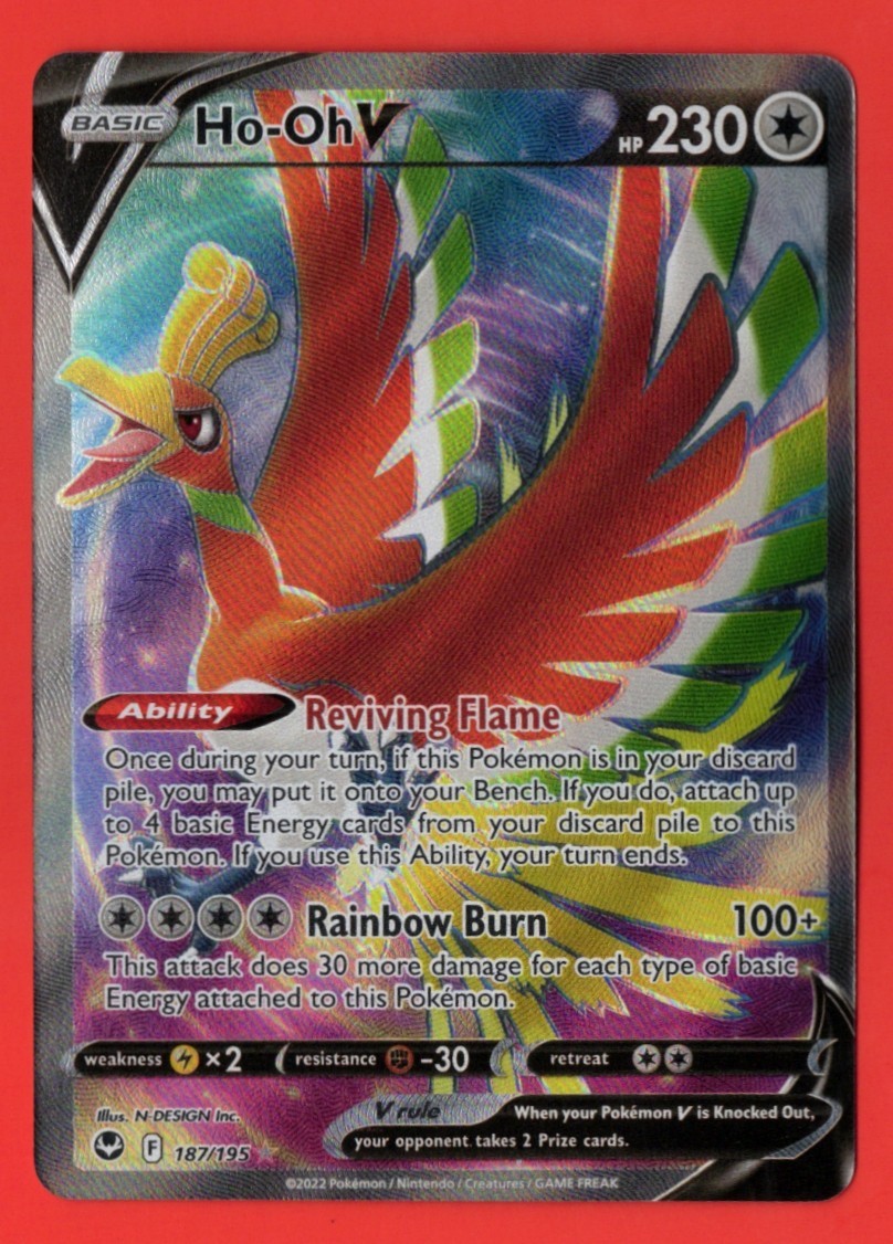 Ho-Oh V (Full Art) 187/195 Swsh12: Sword & Shield - Silver Tempest Holo NM