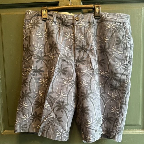 Men's Tommy Bahama Palm Print Shorts Blue Hawaiian Aloha Beach Size 36