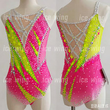 Rhythmic Gymnastics Artistic Gymnastics Leotard Sleeveless pink yellow