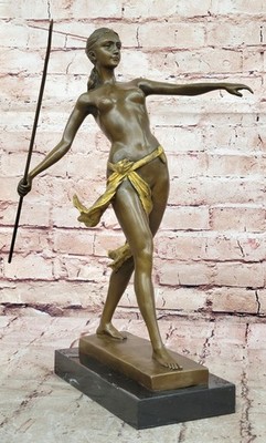 Nude Huntress Diana Bronze Statue Hand Made Mythical Woman Figurine Home Gift