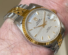 Tudor Prince Day+Date Automatic Watch 36 Silver Linen Dial & Box 13
